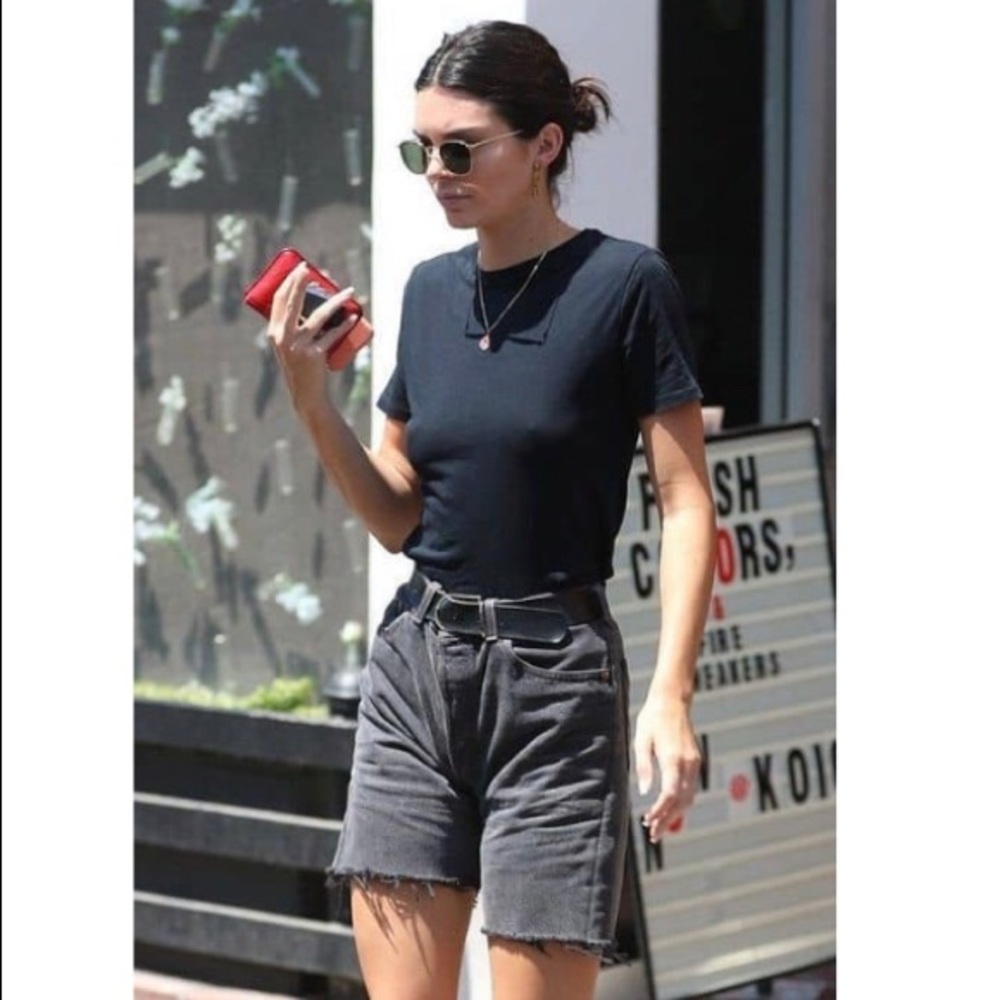 Topshop Faded Black Bermuda Shorts